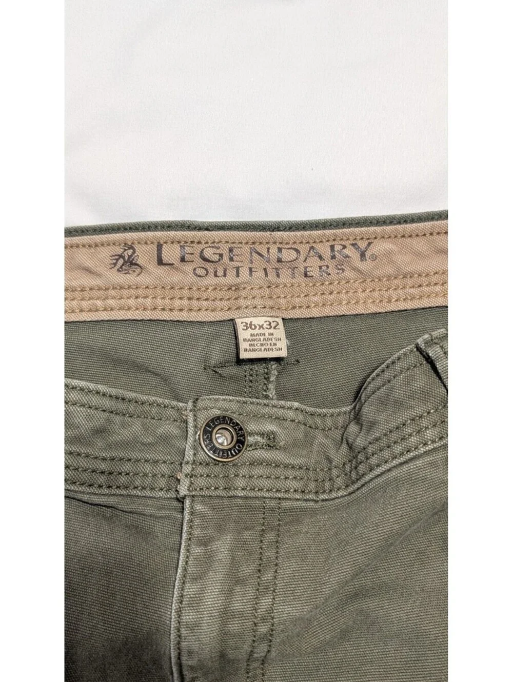 Legendary Outfitters Men's Canvas Pants 36x32 Olive Green Relaxed Fit